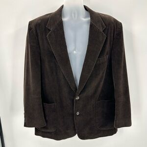 VTG MEMBERS ONLY Corduroy Blazer Jacket Mens 46L Brown 2 Button - Multiple Spots